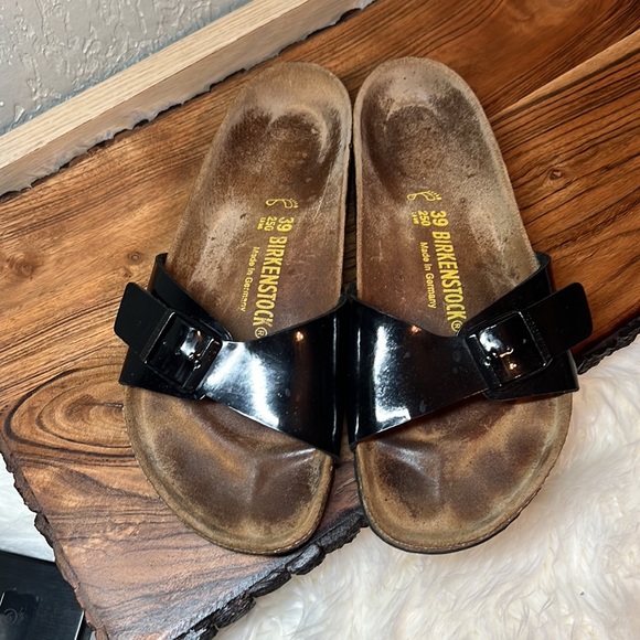 Birkenstock Madrid Black Patent Leather Sandals Size 39 - Picture 1 of 17